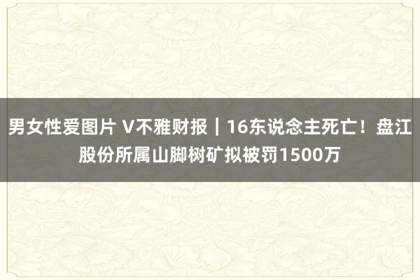男女性爱图片 V不雅财报｜16东说念主死亡！盘江股份所属山脚树矿拟被罚1500万