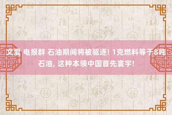 文爱 电报群 石油期间将被驱逐! 1克燃料等于8吨石油, 这种本领中国首先寰宇!