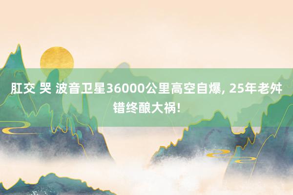 肛交 哭 波音卫星36000公里高空自爆, 25年老舛错终酿大祸!