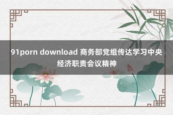 91porn download 商务部党组传达学习中央经济职责会议精神