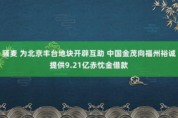 骚麦 为北京丰台地块开辟互助 中国金茂向福州裕诚提供9.21亿赤忱金借款