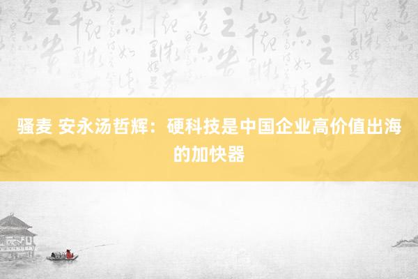 骚麦 安永汤哲辉：硬科技是中国企业高价值出海的加快器