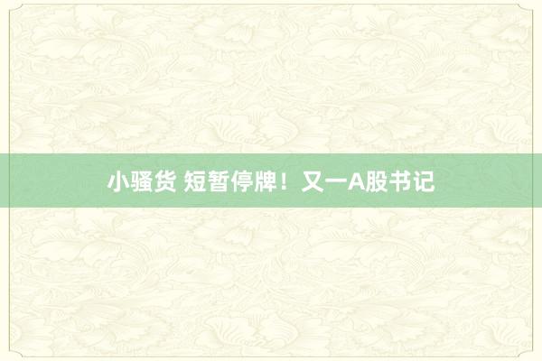 小骚货 短暂停牌！又一A股书记
