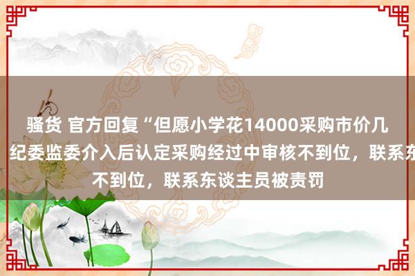 骚货 官方回复“但愿小学花14000采购市价几百元的相机”：纪委监委介入后认定采购经过中审核不到位，联系东谈主员被责罚