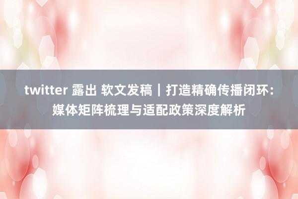 twitter 露出 软文发稿｜打造精确传播闭环：媒体矩阵梳理与适配政策深度解析
