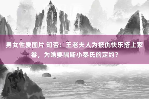 男女性爱图片 知否：王老夫人为报仇快乐搭上家眷，为啥要隔断小秦氏的定约？