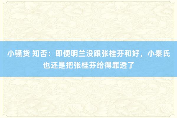 小骚货 知否：即便明兰没跟张桂芬和好，小秦氏也还是把张桂芬给得罪透了