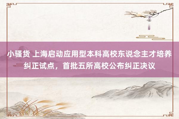 小骚货 上海启动应用型本科高校东说念主才培养纠正试点，首批五所高校公布纠正决议