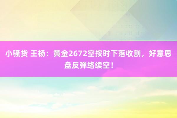 小骚货 王杨：黄金2672空按时下落收割，好意思盘反弹络续空！