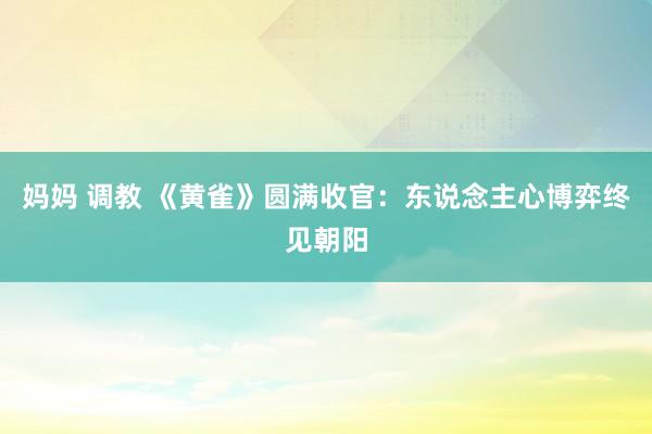 妈妈 调教 《黄雀》圆满收官：东说念主心博弈终见朝阳