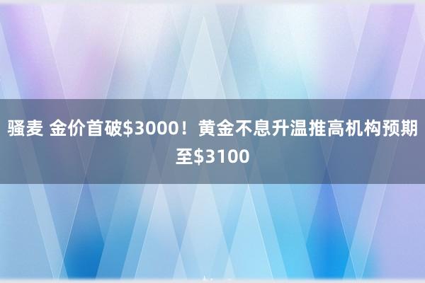 骚麦 金价首破$3000！黄金不息升温推高机构预期至$3100