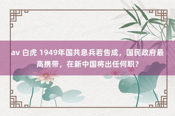 av 白虎 1949年国共息兵若告成，国民政府最高携带，在新中国将出任何职？