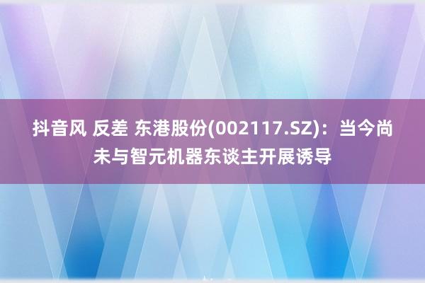 抖音风 反差 东港股份(002117.SZ)：当今尚未与智元机器东谈主开展诱导