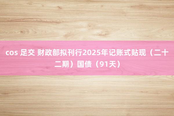 cos 足交 财政部拟刊行2025年记账式贴现（二十二期）国债（91天）