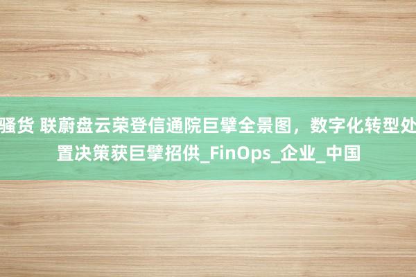 骚货 联蔚盘云荣登信通院巨擘全景图，数字化转型处置决策获巨擘招供_FinOps_企业_中国