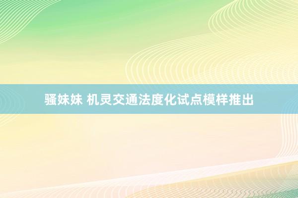 骚妹妹 机灵交通法度化试点模样推出