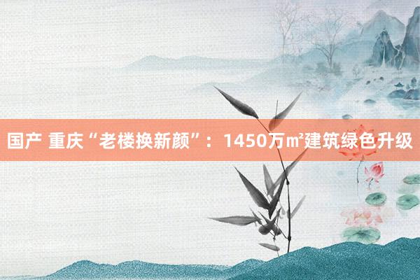 国产 重庆“老楼换新颜”：1450万㎡建筑绿色升级
