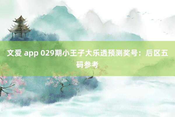文爱 app 029期小王子大乐透预测奖号：后区五码参考
