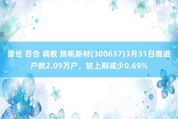 蕾丝 百合 调教 扬帆新材(300637)3月31日推进户数2.09万户，较上期减少0.69%